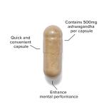 Bulk Ashwagandha KSM-66 Capsules, 500 mg, Pack of 30, 30 Servings, Packaging May Vary