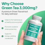 Green Tea Extract 3,000mg | with Added Thiamin, Riboflavin & Chromium | Supports Energy, Metabolism & Antioxidant Defence | Vegan-Friendly | 180 Capsules = 2 Months' Supply | Manufactured in The UK