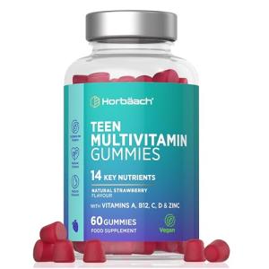Multivitamin Gummies for Teenagers | 60 Count | A- Z Multivitamin Complex with Vitamin A, B12, C, D, and Zinc | Berry Flavour for Teens | Vegetarian and Vegan Supplement | by Horbaach