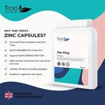 Troo Health Care Zinc 15mg 120 Capsules - Essential Mineral Supplement for Immune System Support and Skin, Hair & Nail Care