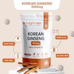 Korean Ginseng Max 3125mg 120 Tablets | High Strength Panax Ginseng | Cognitive Health & Endurance | GMP Approved | Immune Health Support | Vegan Letterbox Friendly | by Brightcaps