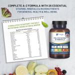 A-Z Multivitamins and Minerals I 365 Vegan A-Z Vitamins Tablets (1 Yr Supply) I 26 Essential Active Vitamins, Minerals & Micronutrients for Men & Women I Made in The UK by Prowise Healthcare