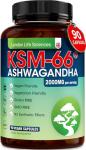 London Life Sciences Organic Vegan Ashwagandha KSM-66 90 Capsules - (Highest Concentration) 2000mg Servings & 5% Withanolides - Best Bioavailabili