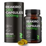 Reakiro CBD Soft Gel Capsules 1500mg, 60pcs I 25mg per Capsule I 2 Month Supply I High Strength I Premium Quality Pre-Dosed Supplement