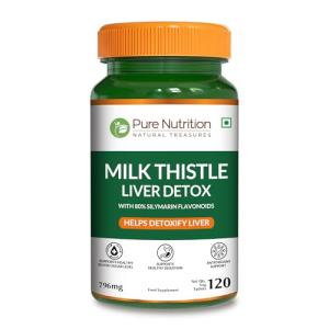 Pure Nutrition Milk Thistle | 120 Tabs | Liver Health Supplement with Natural Silymarin Exract, N-Acetyl L-Cysteine (NAC), Curcumin, Amla & Vitamin C.
