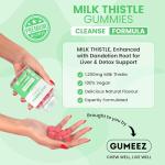 GUMEEZ Milk Thistle Gummies 1200mg – High Strength Liver Detox & Cleanse Supplement with Dandelion Root Extract – Supports Liver Health, Antioxidant & Wellness – Strawberry Flavour – 30 Day Supply