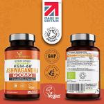Organic Ashwagandha KSM-66 Capsules 5% Withanolides Added Organic Turmeric and Black Pepper, Certified by Soil Association, Vegan Registered Ashwagandha Powder Capsules, Made in The UK by YrHealth