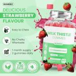 GUMEEZ Milk Thistle Gummies 1200mg – High Strength Liver Detox & Cleanse Supplement with Dandelion Root Extract – Supports Liver Health, Antioxidant & Wellness – Strawberry Flavour – 30 Day Supply