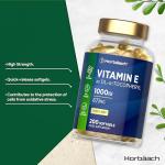 Vitamin E Capsules High Strength 1000iu | 200 Count | Vitamin E as DL-Alpha Tocopheryl Acetate | No Artificial Preservatives | by Horbaach