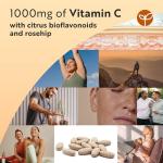 Nutravita Vitamin C 1000mg – 180 Premium Vegan & Vegetarian Tablets – 6 Month Supply – High Strength Ascorbic Acid – with Added Bioflavonoids & Rosehip – Normal Immune System – Made in The UK