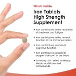 Gentle Iron Tablets 28mg High Strength Ferrous Fumarate Iron - Vegan Iron Supplements for Men and Womens Health - Reduction in Tiredness and Fatigue, Supports Immune, Health and Energy