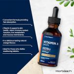 Vitamin A Drops 5333IU | 60 mL | High Strength Vitamin A as Retinol Palmitate | Vegan Liquid Oral Supplement for Adults | Orange Flavour | by Horbaach