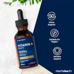 Vitamin A Drops 5333IU | 60 mL | High Strength Vitamin A as Retinol Palmitate | Vegan Liquid Oral Supplement for Adults | Orange Flavour | by Horbaach