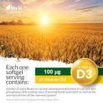 Nu U Nutrition - Vitamin D 4000IU - 365 Softgel Capsules not Tablets - 1 Year Supply - Quadruple Strength - Easy to Swallow - Cholecalciferol Form Vitamin D3 Supplement - Made in The UK