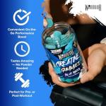 Warrior Creatine Gummies for Men & Women Vegan & Sugar-Free 30 Day Supply Post Workout Chewable Creatine Monohydrate Supplement for Muscle Strength Performance - Blue Razz