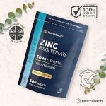Zinc Tablets 50mg | High Absorption Zinc Bisglycinate | Chelated Form | Immunity Support Supplements | 500 Vegan Tablets | by Horbaach
