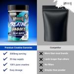 Warrior Creatine Gummies for Men & Women Vegan & Sugar-Free 30 Day Supply Post Workout Chewable Creatine Monohydrate Supplement for Muscle Strength Performance - Blue Razz