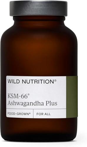 WILD NUTRITION Food-Grown Ashwagandha KSM 66 Plus | Ethically Sourced Ashwagandha Capsules to Support Mind and Body | Tablets to Support Stress and Anxiety | 60 Capsules