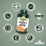 Natures Aid Low Acid Vitamin C 1000mg – High Strength Immune Support, Antioxidant Protection – Gentle on Stomach – Supports Collagen, Skin, Energy & Iron Absorption – Vegan - 180 Tablets