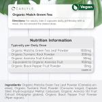 Organic Matcha Green Tea Extract 2210mg | 60 Vegan Capsules | Japanese Matcha Green Tea Extract Boosted with Turmeric, Acerola & Black Pepper | High Strength Complex | by Carlyle