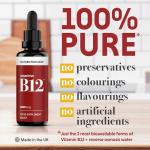 Vitamin B12 Liquid Drops (3000 mcg) Made in UK by Nature Provides - Methylcobalamin + Adenosylcobalamin (50ml), High Strength, Bioactive, Vegan, Energy & Sleep Support, Sublingual, Like B12 injections