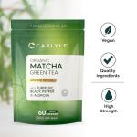Organic Matcha Green Tea Extract 2210mg | 60 Vegan Capsules | Japanese Matcha Green Tea Extract Boosted with Turmeric, Acerola & Black Pepper | High Strength Complex | by Carlyle