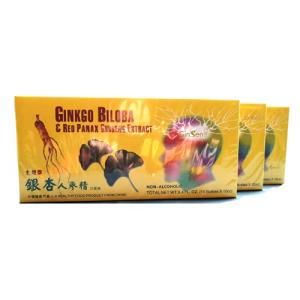 GinSen 3 Box Ginkgo Biloba and Red Panax Ginseng Extract Oral Liquid, (3X 10 Vials) Natural Remedy