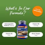 Zipvit Ashwagandha KSM 66 2000 mg with Vitamin B6, B5 & Black Pepper, High Strength Ashwagandha Root Extract, 60 Vegan Capsules, 2 Months Supply