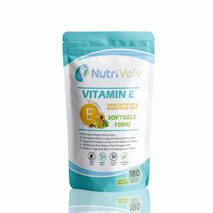 Nutrivolv Vitamin E 100IU - 180 Softgels | Antioxidant Supplement for Skin Support & Cell Protection | Helps Reduce Oxidative Stress, Promotes Healthy Skin & Immune Support