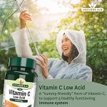 Natures Aid Low Acid Vitamin C 1000mg – High Strength Immune Support, Antioxidant Protection – Gentle on Stomach – Supports Collagen, Skin, Energy & Iron Absorption – Vegan - 30 Tablets