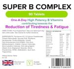 Lindens - Super B Complex Tablets - 90 Pack - UK Made - 3 Months Supply with a Full Spectrum of B Vitamins and Vitamin C - Reduces Tiredness and Fatigue - Letterbox Friendly, Vegan