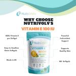 Nutrivolv Vitamin E 100IU - 180 Softgels | Antioxidant Supplement for Skin Support & Cell Protection | Helps Reduce Oxidative Stress, Promotes Healthy Skin & Immune Support