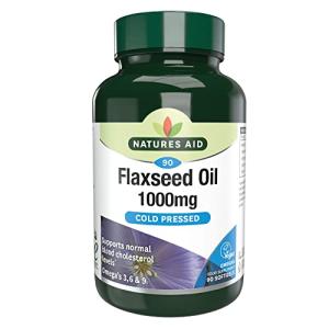 Natures Aid Flaxseed Oil 1000mg – High Strength Omega-3 Softgels – Supports Heart & Brain Function – Vegan, Non-GMO, Gluten-Free – Cold Pressed Essential Fatty Acids – 90 Capsules
