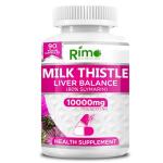 Rimo Nutrition Milk Thistle High Strength 10000mg | Market-Leading Silymarin 500mg per Capsule | 90-Day Supply (Not Tablets) with Black Pepper | Lab Tested