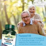 Natures Aid Flaxseed Oil 1000mg – High Strength Omega-3 Softgels – Supports Heart & Brain Function – Vegan, Non-GMO, Gluten-Free – Cold Pressed Essential Fatty Acids – 90 Capsules