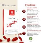 Healthspan IronCare (120 Tablets) | for Healthy Blood, Energy & Immunity | 14mg Iron | Stomach Friendly Complex | Added B Vitamins | Easy-Swallow | Vegan