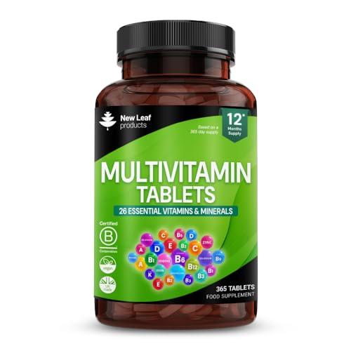 Multivitamin & Minerals - 365 Vegan Multivitamins Tablets (1 Year Supply) with Iron High Strength - 26 Essential Active Multivitamin Tablets for Women & Men A-Z Complete Daily Vitamins UK Made