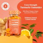 Turmeric Gummies – 4000mg High Strength Turmeric and Ginger Gummies with Curcumin, Black Pepper & Vitamin D – Tumeric Supplements Joint Support –Immunity, Muscle & Bone – Novomins
