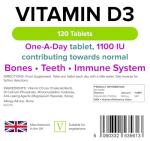 Lindens Vitamin D3 1100IU - 120 Tablets - Immune System, Bones, Teeth, UK Manufacturer Immune Support | (4 Months Supply) | Suitable for Vegetarians | Letterbox Friendly