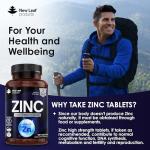 Zinc 50mg High Strength Tablets with Copper, Pure Zinc Supplements Contributes Towards The Immune System, Bone Health and Fertility, Vegan, Non-GMO, Made in UK by New Leaf 120 Tablets