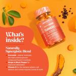 Turmeric Gummies – 4000mg High Strength Turmeric and Ginger Gummies with Curcumin, Black Pepper & Vitamin D – Tumeric Supplements Joint Support –Immunity, Muscle & Bone – Novomins