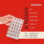 Healthspan IronCare (120 Tablets) | for Healthy Blood, Energy & Immunity | 14mg Iron | Stomach Friendly Complex | Added B Vitamins | Easy-Swallow | Vegan