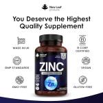 Zinc 50mg High Strength Tablets with Copper, Pure Zinc Supplements Contributes Towards The Immune System, Bone Health and Fertility, Vegan, Non-GMO, Made in UK by New Leaf 120 Tablets