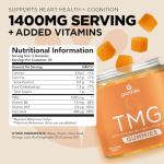 Goodvita TMG Gummies x60 | TMG (Betaine) Supplement High Strength 1000mg | Added Vitamin B6, B12 + Folic Acid | Citrus Orange Flavour | 1 Month Supply | Heart Health + Performance | Trimethylglycine