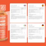 Turmeric Gummies – 4000mg High Strength Turmeric and Ginger Gummies with Curcumin, Black Pepper & Vitamin D – Tumeric Supplements Joint Support –Immunity, Muscle & Bone – Novomins