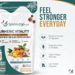 Spices2Go Turmeric Vitality High Strength Turmeric Capsules, 1380mg with Curcumin, Ginger and Black Pepper, Vegan Food Supplement, 120 Veg Capsules, 60 Days Supply - Made in Britain