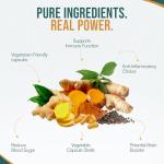 Spices2Go Turmeric Vitality High Strength Turmeric Capsules, 1380mg with Curcumin, Ginger and Black Pepper, Vegan Food Supplement, 120 Veg Capsules, 60 Days Supply - Made in Britain