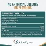 Spices2Go Turmeric Vitality High Strength Turmeric Capsules, 1380mg with Curcumin, Ginger and Black Pepper, Vegan Food Supplement, 120 Veg Capsules, 60 Days Supply - Made in Britain