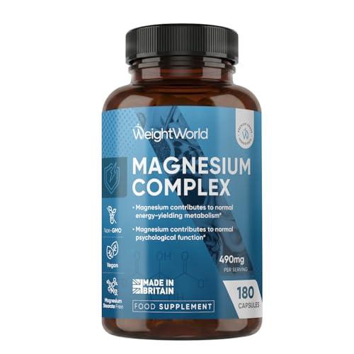 Magnesium Glycinate 4-in-1 Complex - 400mg Elemental Magnesium - 180 Vegan Capsules (3 Months Supply) - 1700mg as Citrate, Bisglycinate, Taurate & Malate - Added 90mg Leucine - Made in The UK