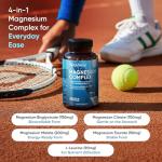 Magnesium Glycinate 4-in-1 Complex - 400mg Elemental Magnesium - 180 Vegan Capsules (3 Months Supply) - 1700mg as Citrate, Bisglycinate, Taurate & Malate - Added 90mg Leucine - Made in The UK